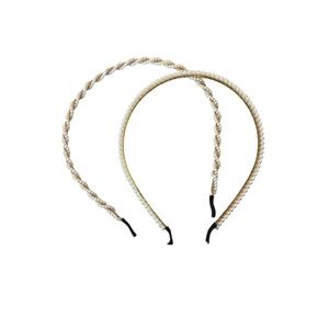 💥3/$20 – Child Pearl Headbands Set of 2 Gold & Ivory Dressy Hair Accessories
